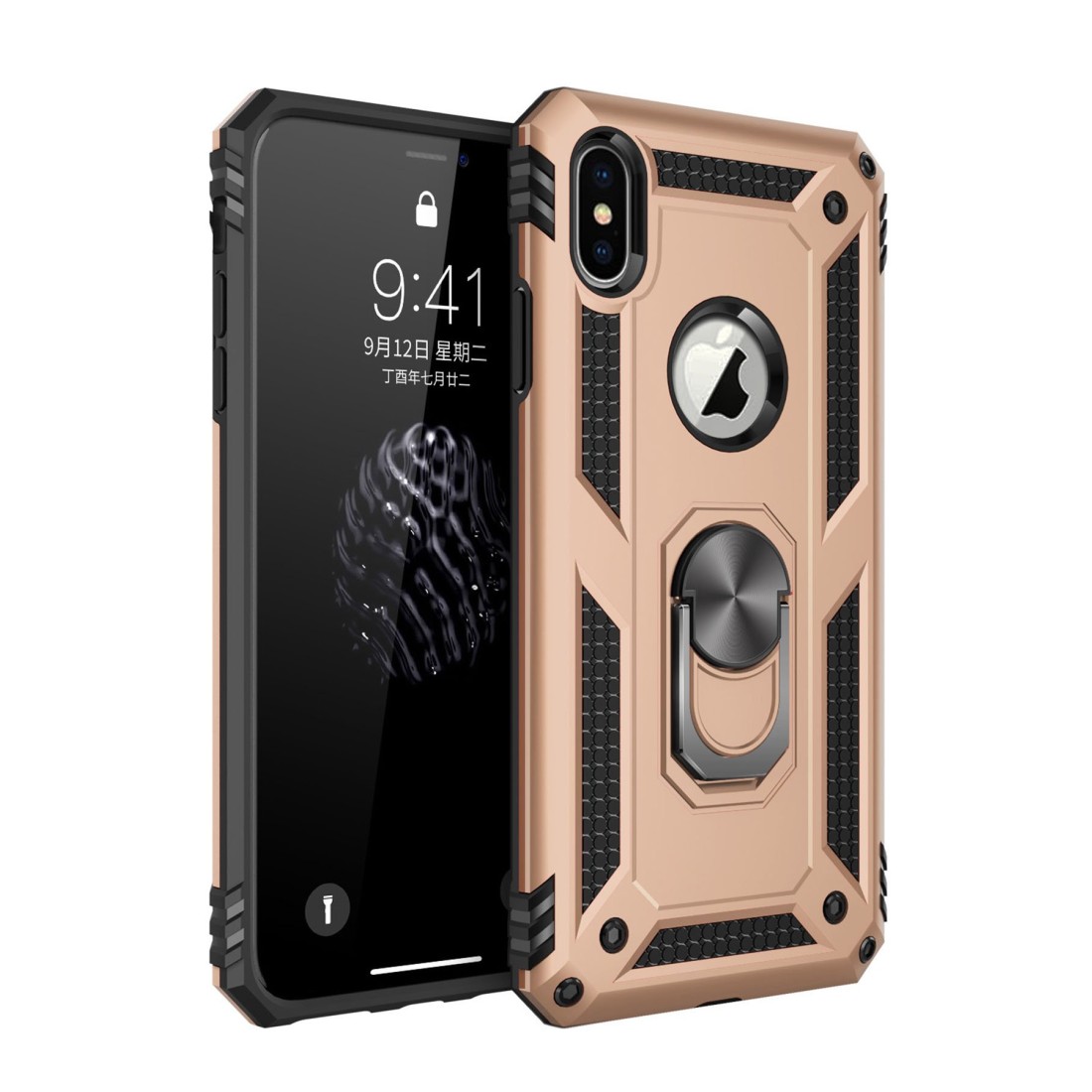 iPhone X Kılıf Sofya Yüzüklü Silikon Kapak - Gold iPhone X Kılıf Sofya Yüzüklü Silikon Kapak - Gold