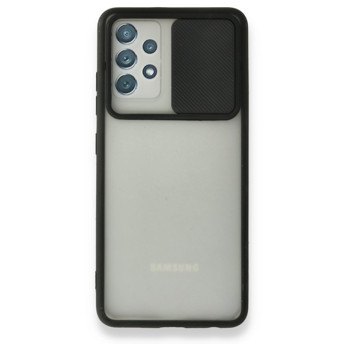  Samsung Galaxy A52 Kılıf Palm Buzlu Kamera Sürgülü Silikon - Siyah