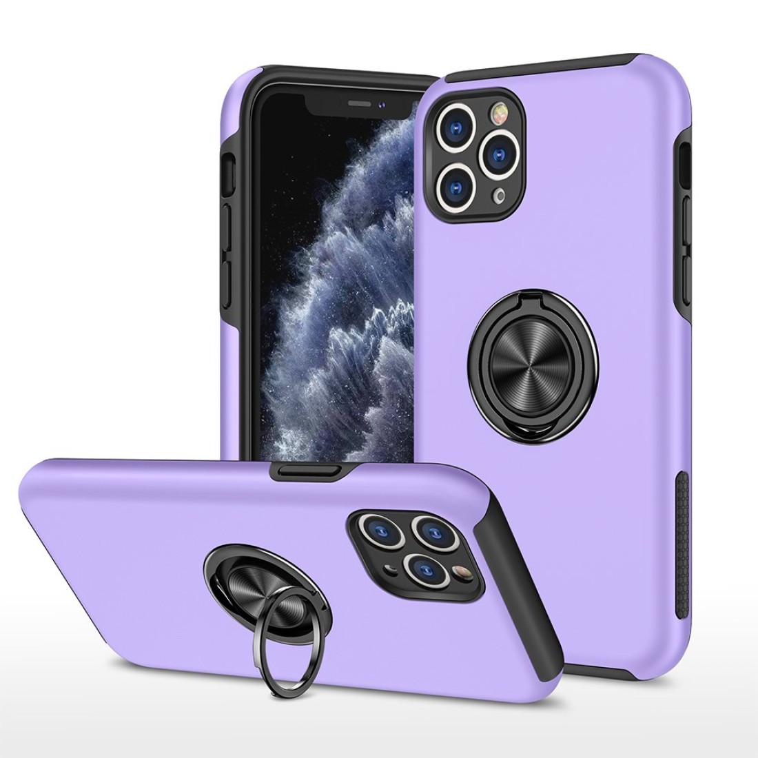  iPhone 11 Pro Kılıf Elit Yüzüklü Kapak - Mor