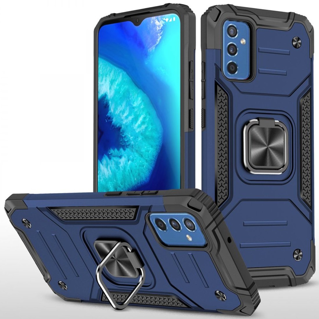  Samsung Galaxy M52 5G Kılıf Zegna Yüzüklü Silikon Kapak - Mavi