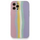  iPhone 12 Pro Kılıf Ebruli Lansman Silikon - Pembe-Lila