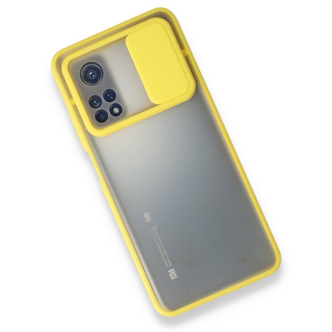  Xiaomi Mi 10T Pro Kılıf Palm Buzlu Kamera Sürgülü Silikon - Sarı
