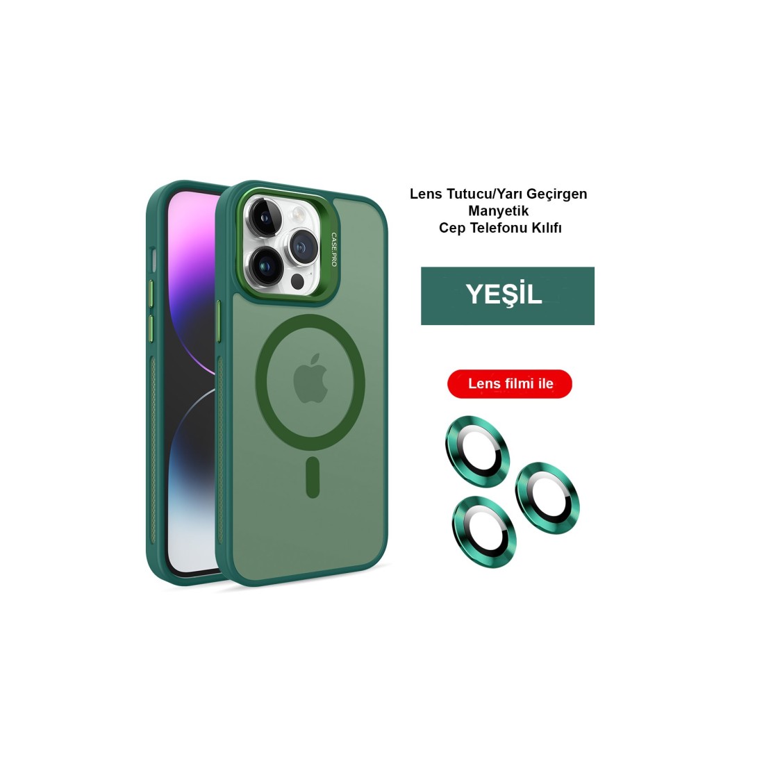 Joko iPhone 14 Pro Max Kılıf Flet Lens Magsafe Kapak - Koyu Yeşil Joko iPhone 14 Pro Max Kılıf Flet Lens Magsafe Kapak - Koyu Yeşil