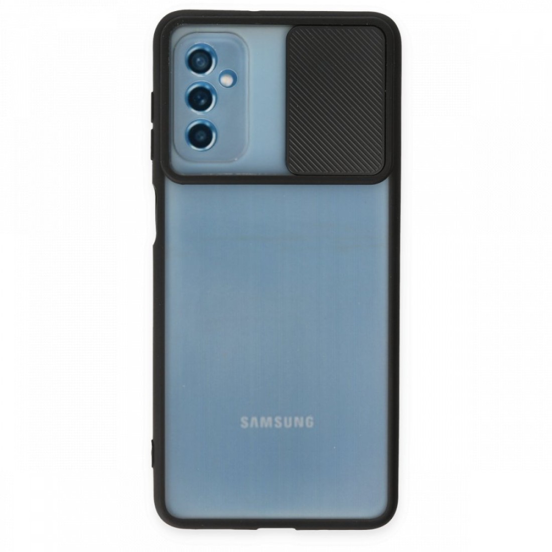  Samsung Galaxy M52 5G Kılıf Palm Buzlu Kamera Sürgülü Silikon - Siyah
