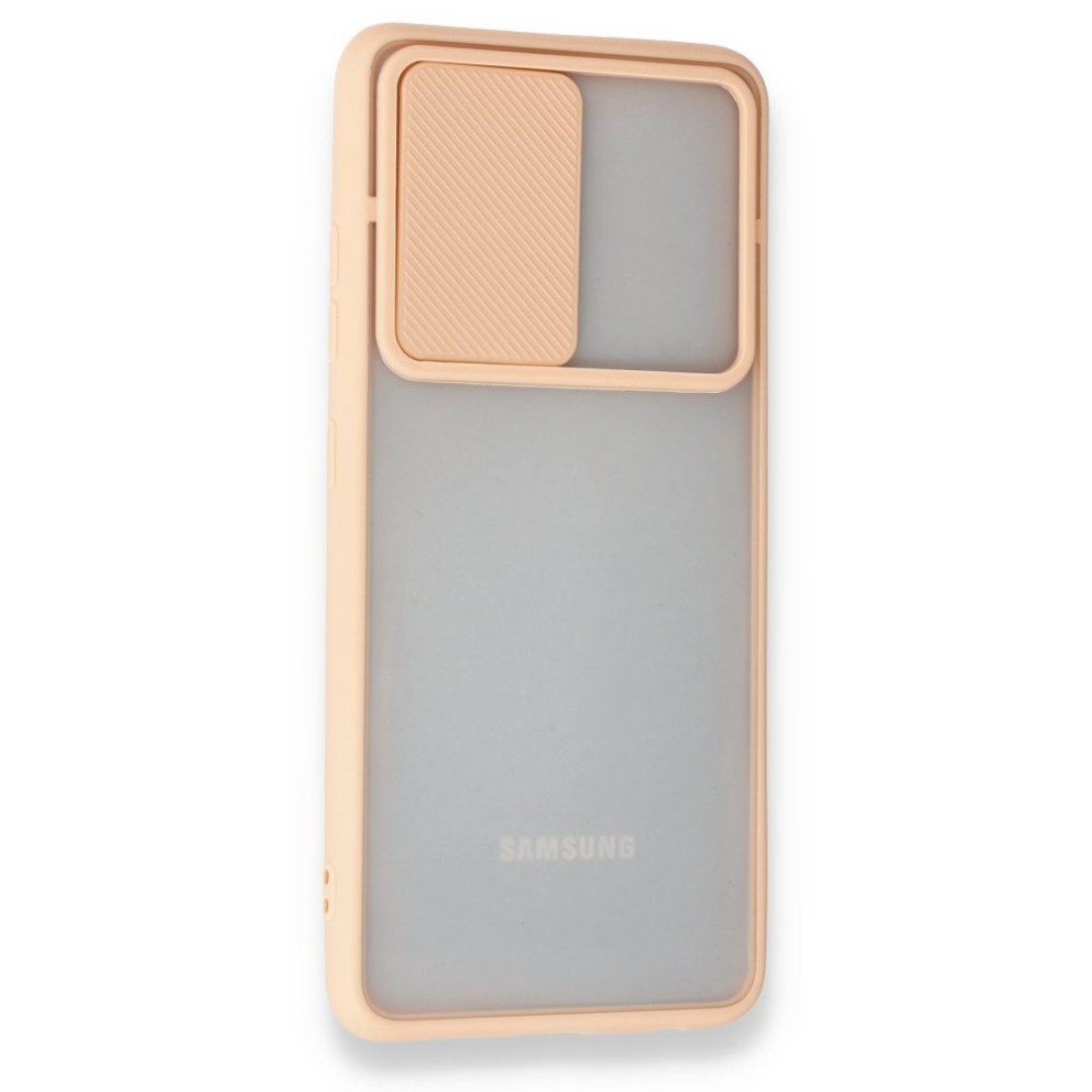 Samsung Galaxy A52 Kılıf Palm Buzlu Kamera Sürgülü Silikon - Pembe Samsung Galaxy A52 Kılıf Palm Buzlu Kamera Sürgülü Silikon - Pembe