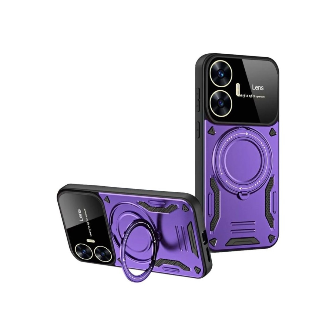  Realme C55 Kılıf Joy Lens Standlı Kapak - Mor