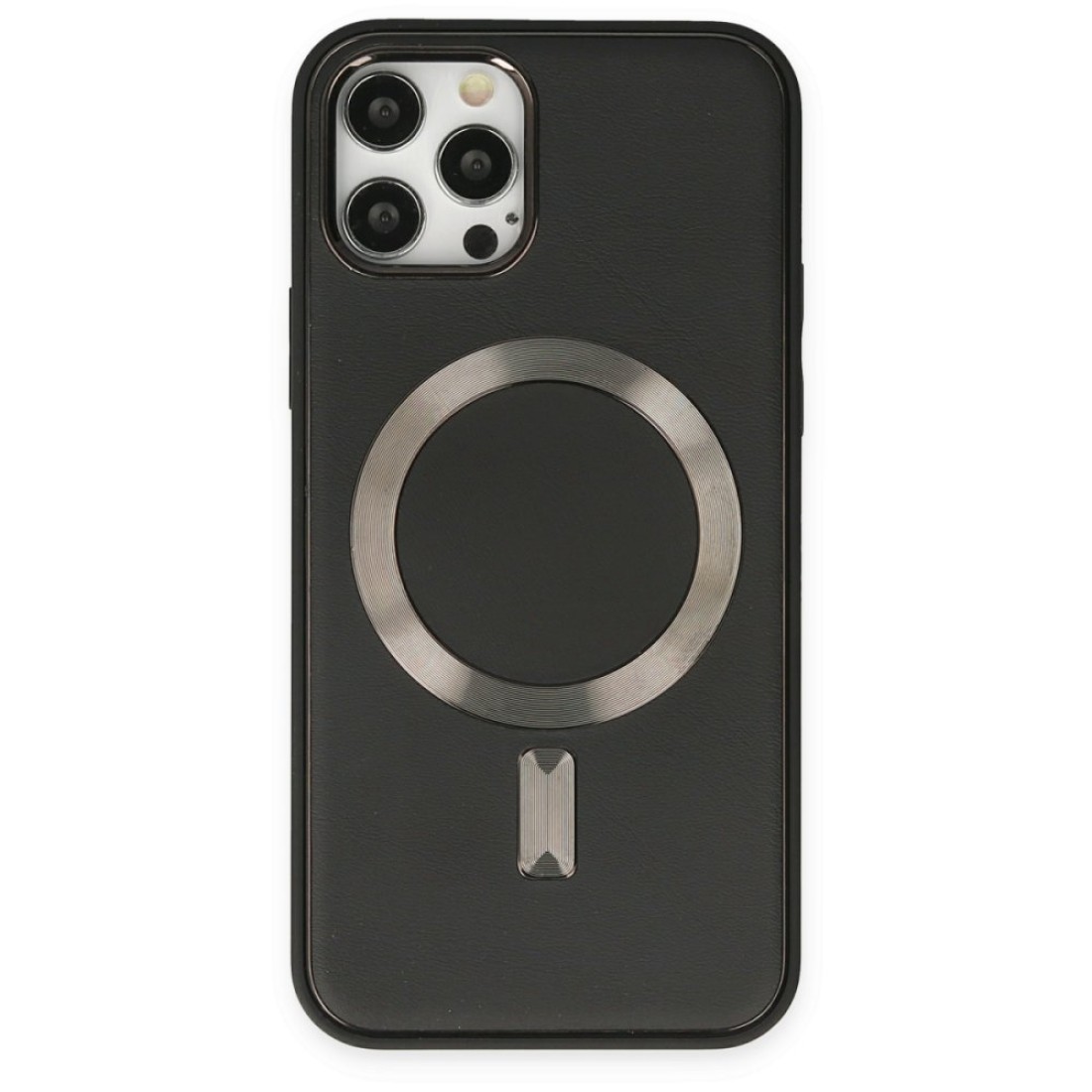  iPhone 12 Pro Kılıf Coco Deri Magneticsafe Silikon - Siyah