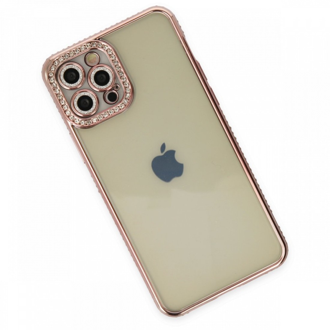 iPhone 12 Pro Kılıf Joke Taşlı Silikon - Pembe iPhone 12 Pro Kılıf Joke Taşlı Silikon - Pembe