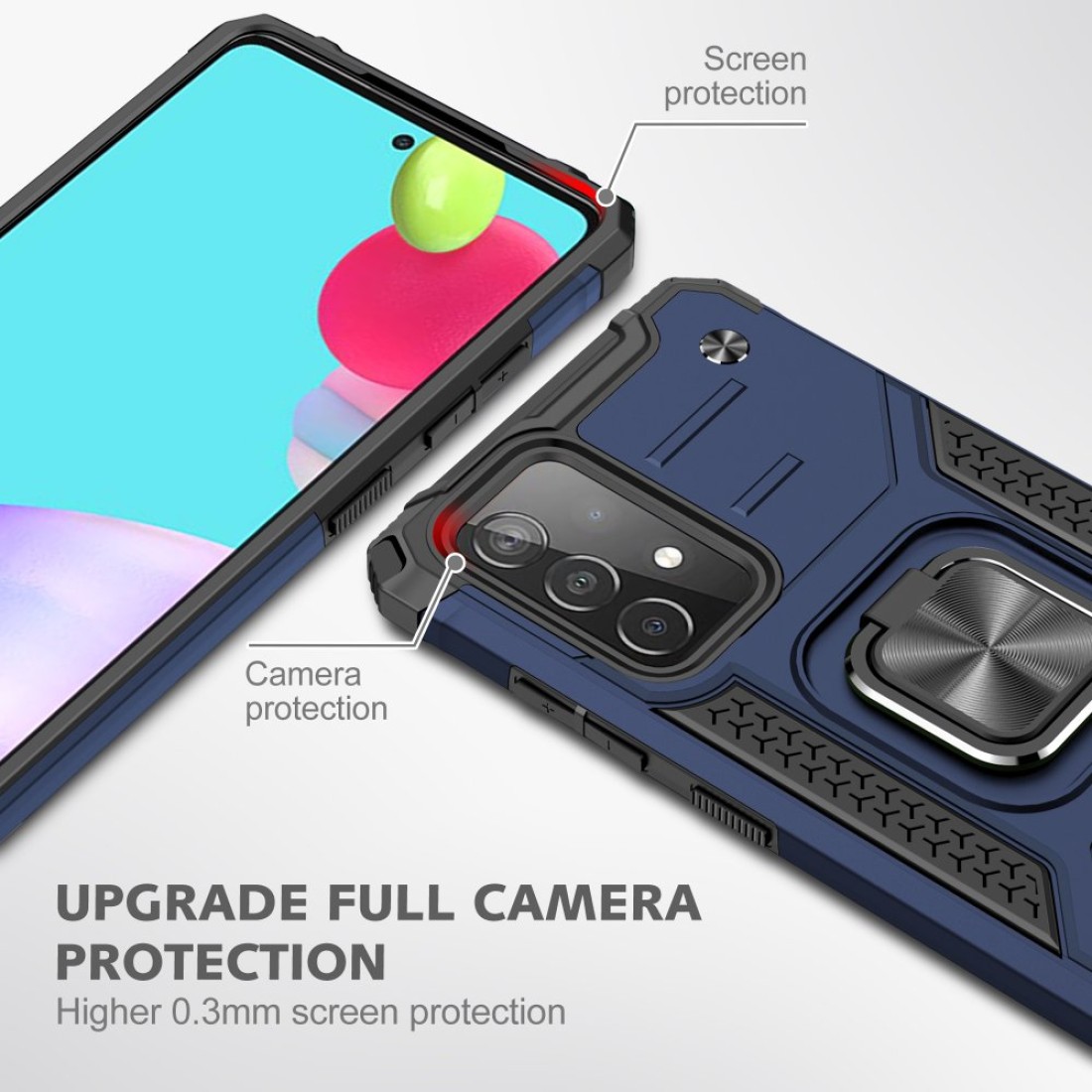  Samsung Galaxy A72 Kılıf Zegna Yüzüklü Silikon Kapak - Mavi