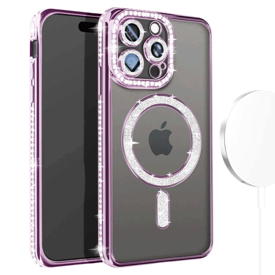  iPhone 15 Pro Max Kılıf Joke Simli Magneticsafe Kılıf - Pembe