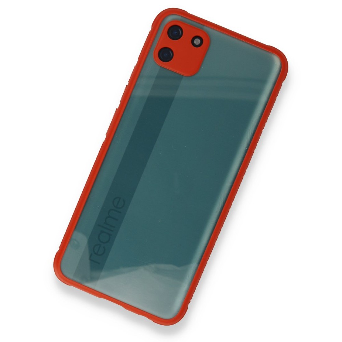  Realme C11 Kılıf Miami Şeffaf Silikon - Kırmızı