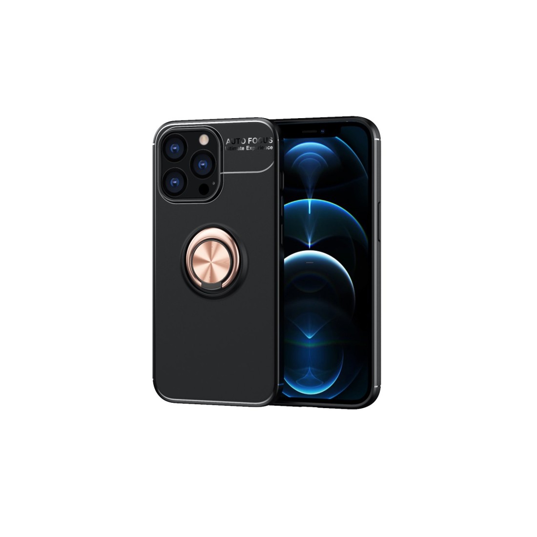  iPhone 13 Pro Max Kılıf Range Yüzüklü Silikon - Siyah-Gold