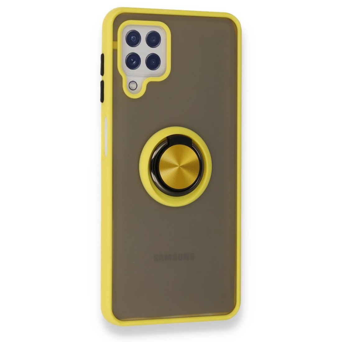 Samsung Galaxy M32 Kılıf Montreal Yüzüklü Silikon Kapak - Sarı Samsung Galaxy M32 Kılıf Montreal Yüzüklü Silikon Kapak - Sarı
