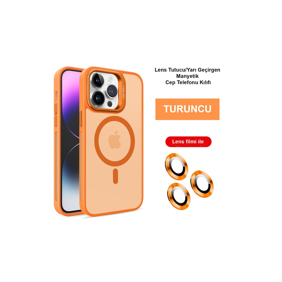 Joko iPhone 14 Pro Max Kılıf Flet Lens Magsafe Kapak - Turuncu Joko iPhone 14 Pro Max Kılıf Flet Lens Magsafe Kapak - Turuncu