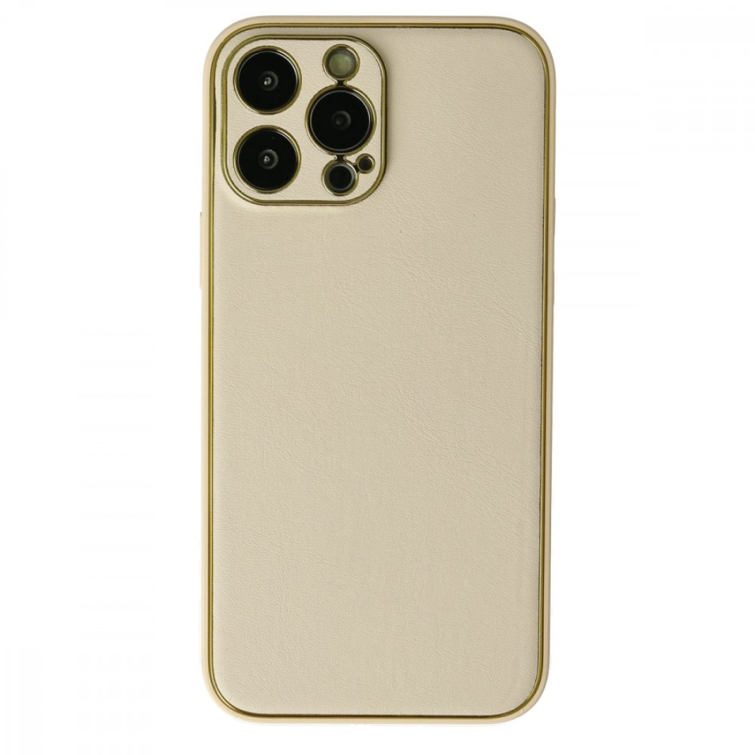  iPhone 13 Pro Max Kılıf Coco Deri Silikon Kapak - Gold