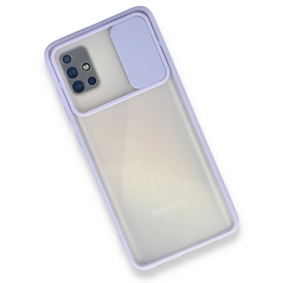  Samsung Galaxy A51 Kılıf Palm Buzlu Kamera Sürgülü Silikon - Lila