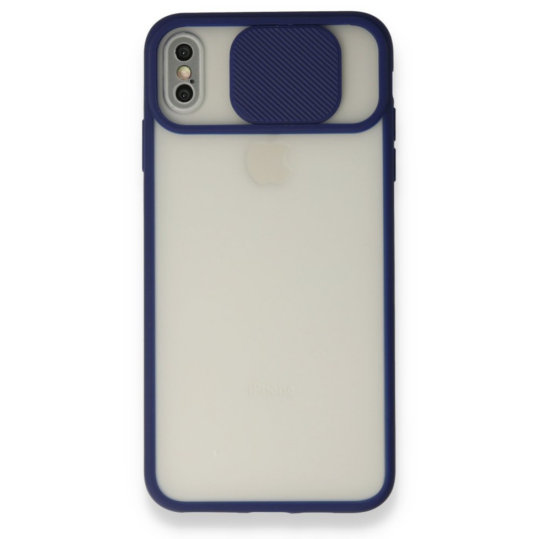  iPhone XS Max Kılıf Palm Buzlu Kamera Sürgülü Silikon - Lacivert