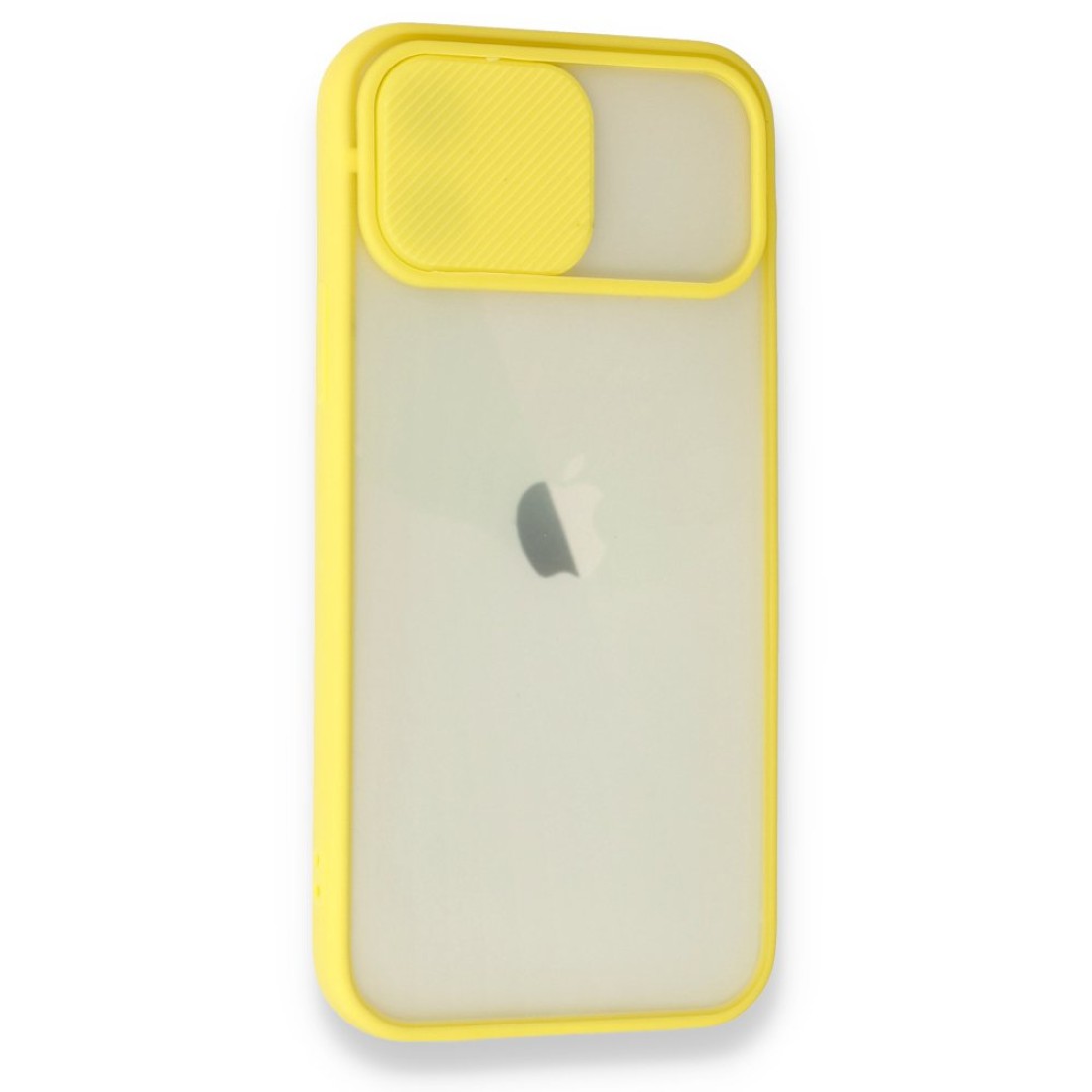  iPhone 12 Kılıf Palm Buzlu Kamera Sürgülü Silikon - Sarı