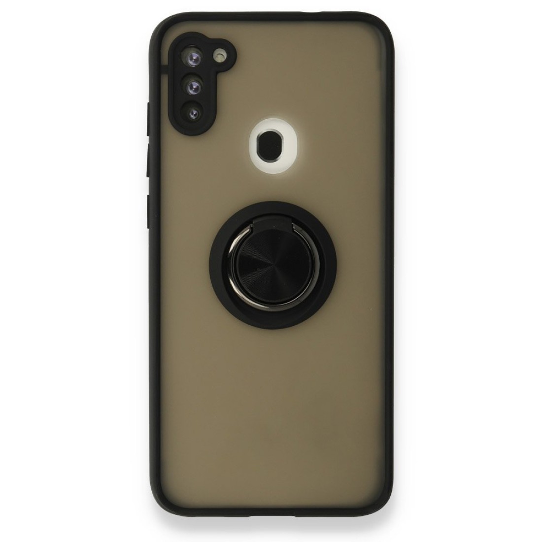  Samsung Galaxy M11 Kılıf Montreal Yüzüklü Silikon Kapak - Siyah