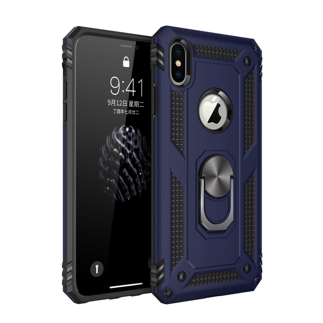 iPhone X Kılıf Sofya Yüzüklü Silikon Kapak - Lacivert iPhone X Kılıf Sofya Yüzüklü Silikon Kapak - Lacivert