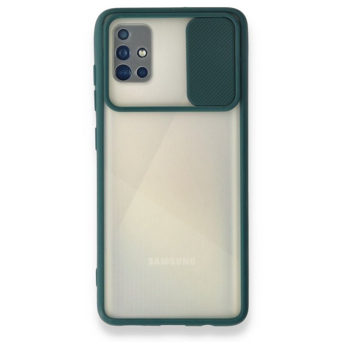  Samsung Galaxy A51 Kılıf Palm Buzlu Kamera Sürgülü Silikon - Yeşil