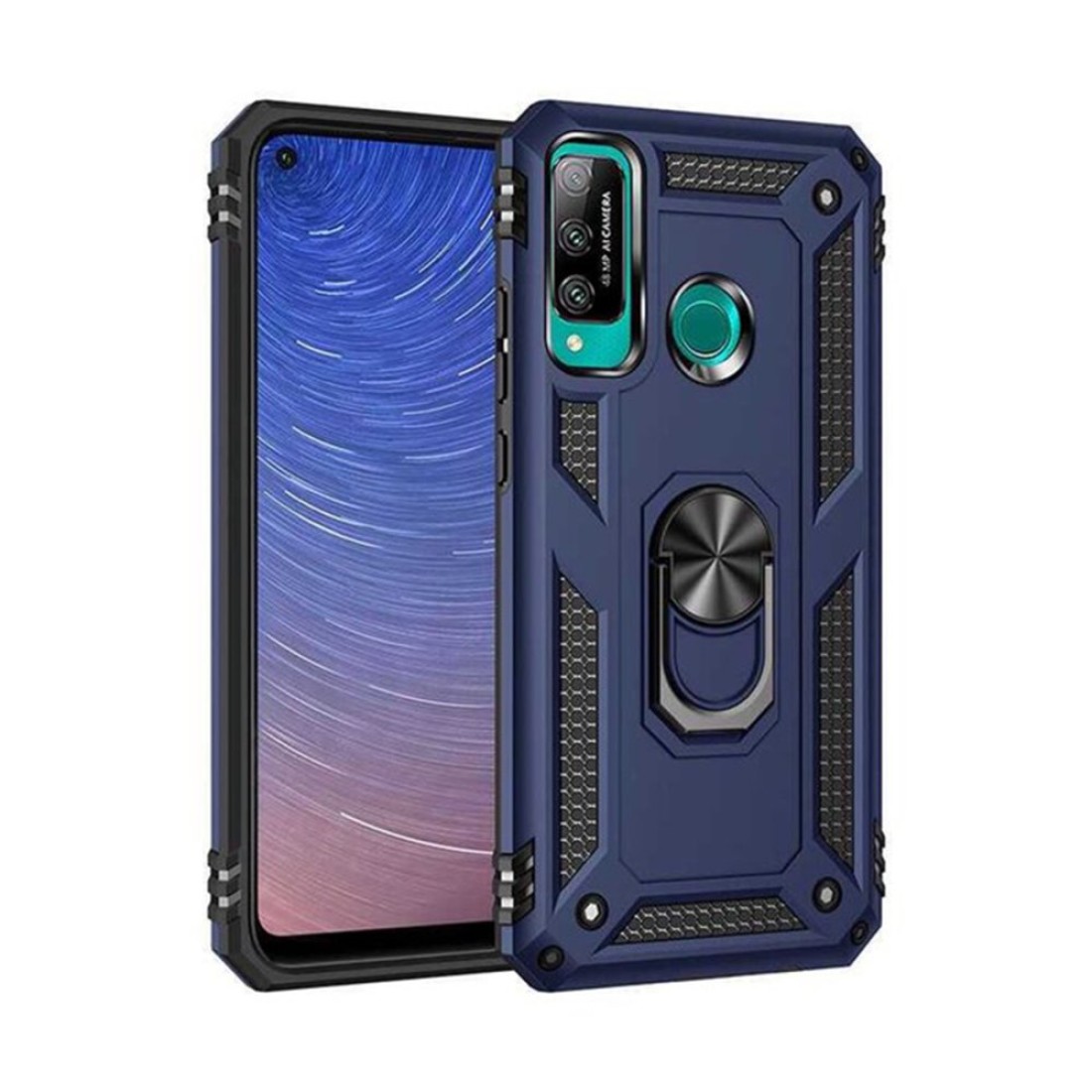  Huawei P40 Lite E Kılıf Sofya Yüzüklü Silikon Kapak - Lacivert