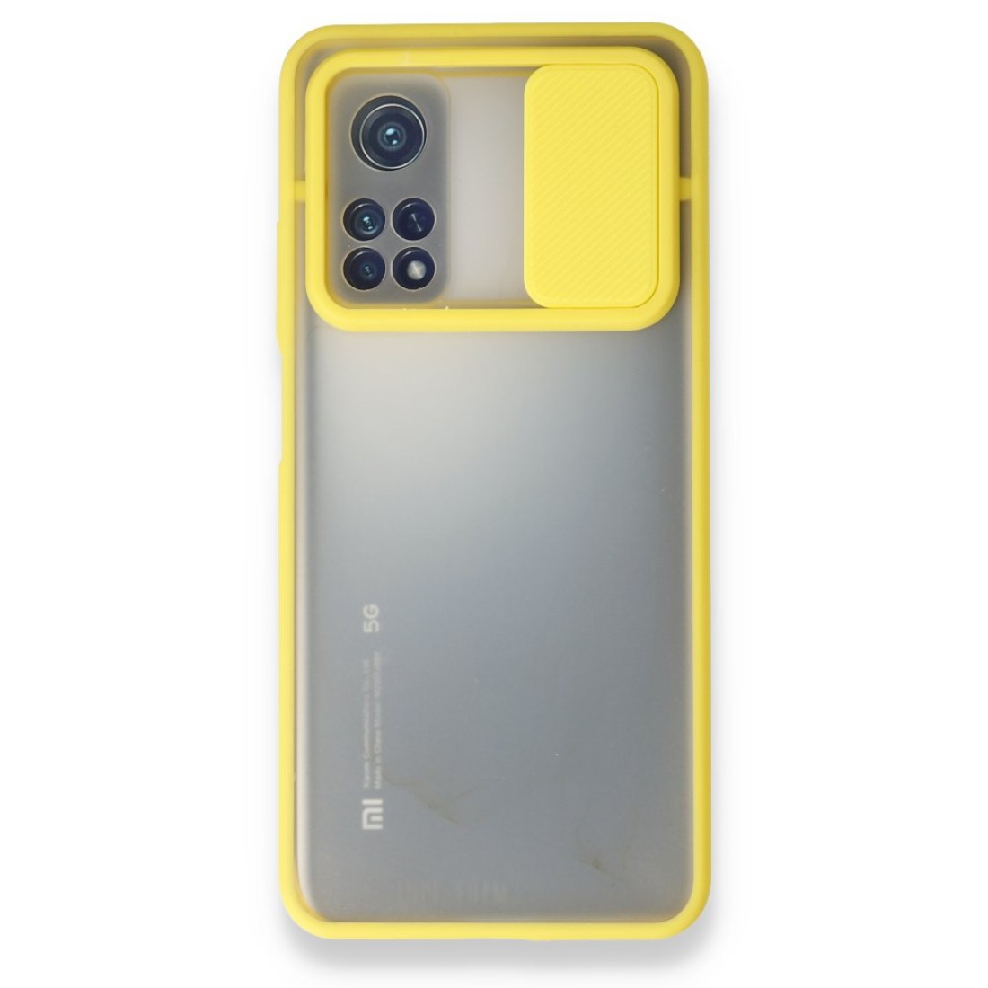 Xiaomi Mi 10T Pro Kılıf Palm Buzlu Kamera Sürgülü Silikon - Sarı
