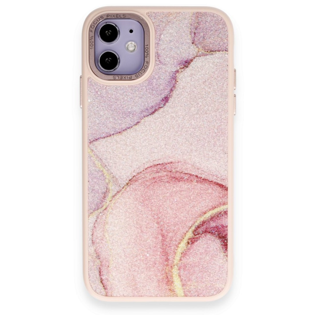  iPhone 12 Kılıf Moda Simli Kapak - Rose