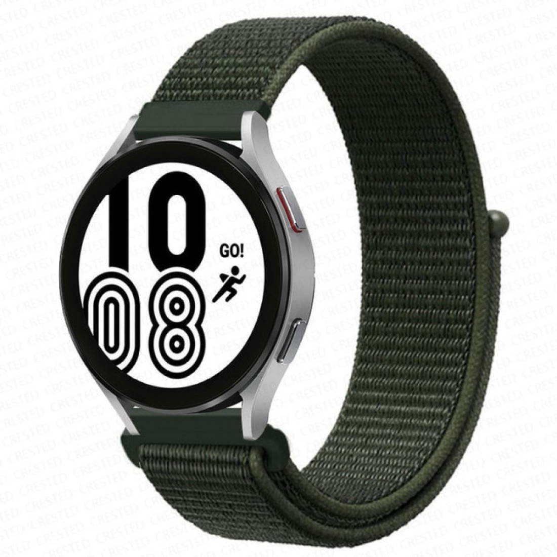  Samsung Galaxy Watch 4 Hasırlı Cırtcırtlı Kordon - Haki Yeşil