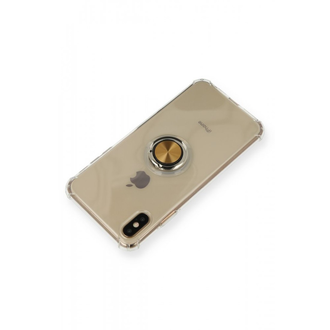  iPhone XS Max Kılıf Gros Yüzüklü Silikon - Gold