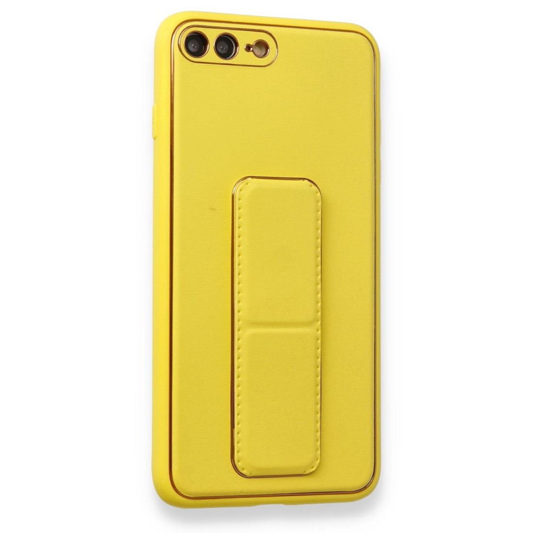 iPhone 7 Plus Kılıf Coco Deri Standlı Kapak - Sarı iPhone 7 Plus Kılıf Coco Deri Standlı Kapak - Sarı