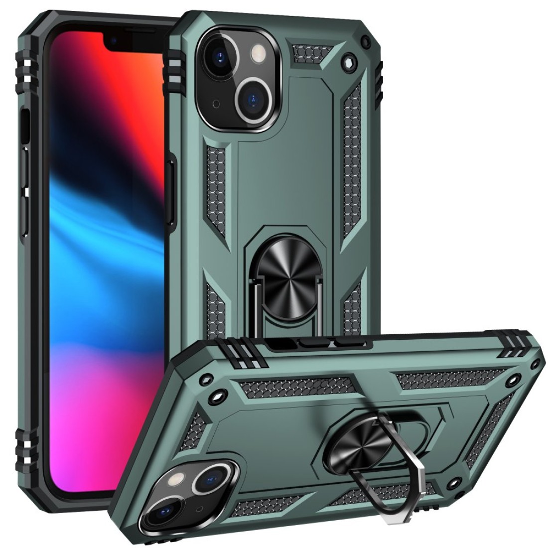 iPhone 13 Kılıf Sofya Yüzüklü Silikon Kapak - Yeşil iPhone 13 Kılıf Sofya Yüzüklü Silikon Kapak - Yeşil