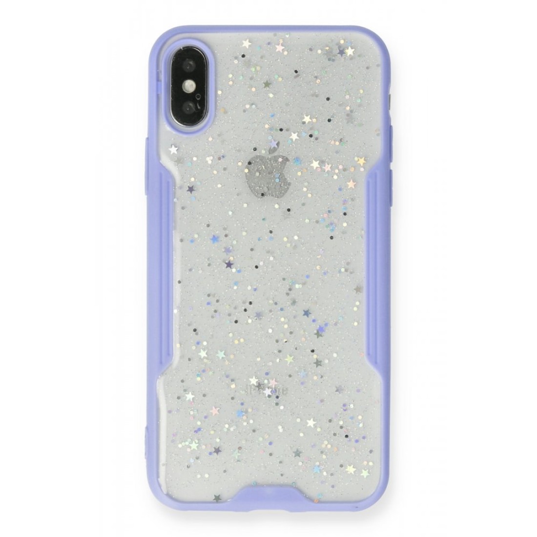  iPhone XS Kılıf Platin Simli Silikon - Lila