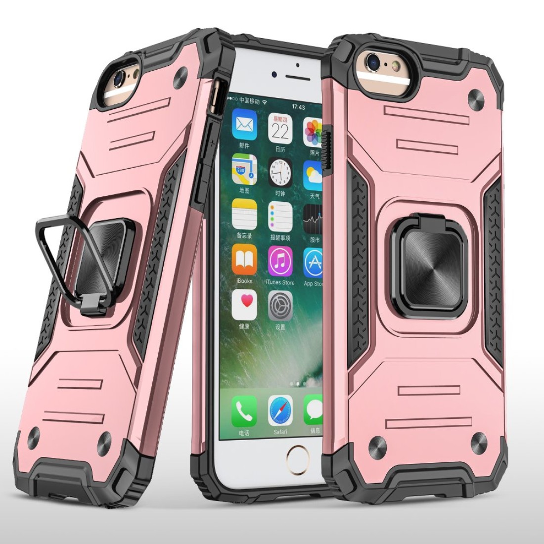  iPhone 6 Plus Kılıf Zegna Yüzüklü Silikon Kapak - Rose