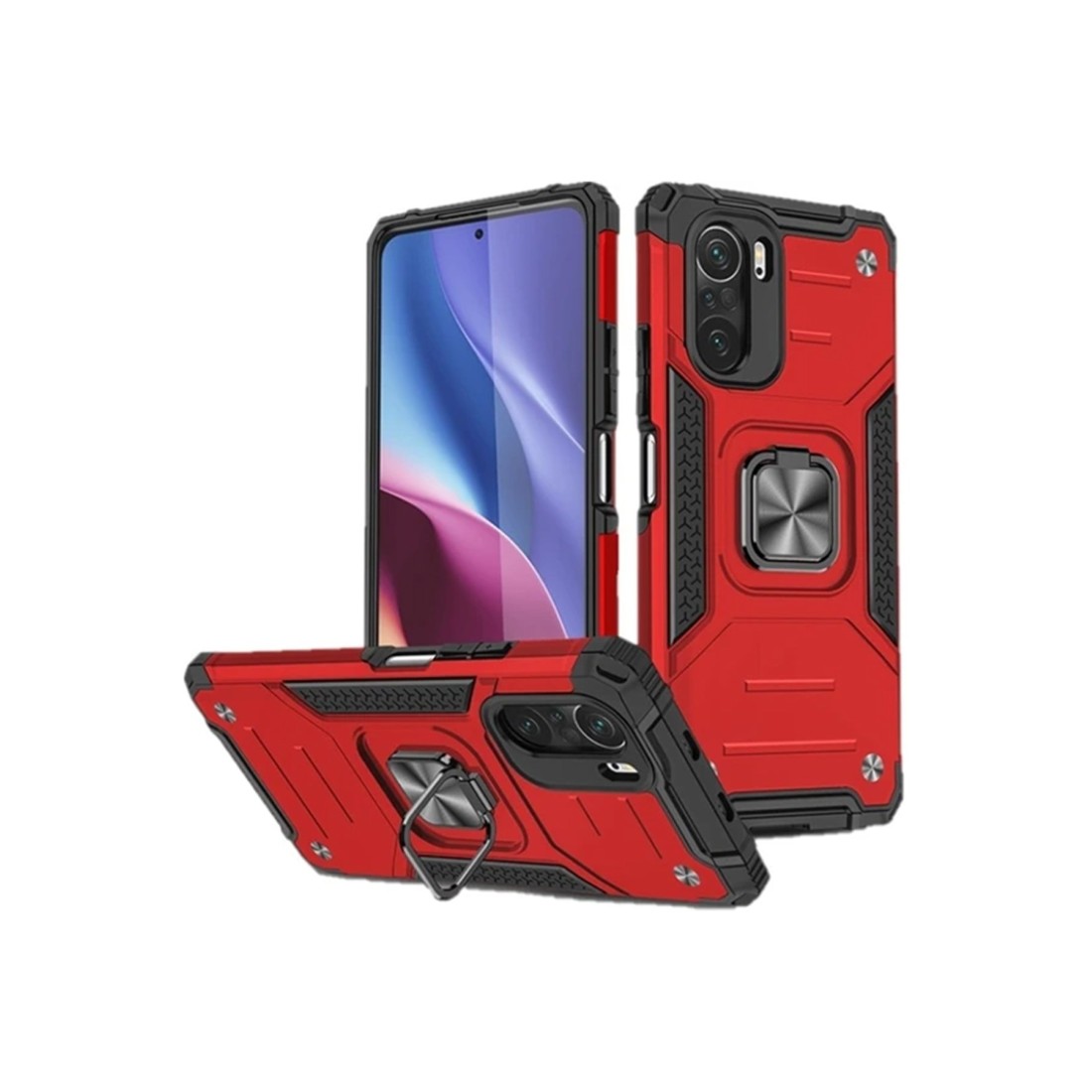 Xiaomi Redmi K40 Kılıf Zegna Yüzüklü Silikon Kapak - Kırmızı Xiaomi Redmi K40 Kılıf Zegna Yüzüklü Silikon Kapak - Kırmızı