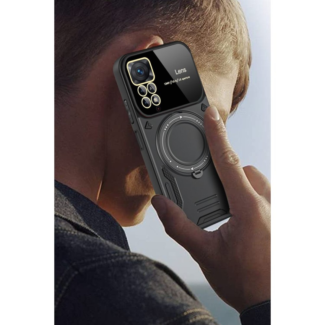 Xiaomi Redmi Note 12 Pro 4G Kılıf Joy Lens Standlı Kapak - Mor Xiaomi Redmi Note 12 Pro 4G Kılıf Joy Lens Standlı Kapak - Mor