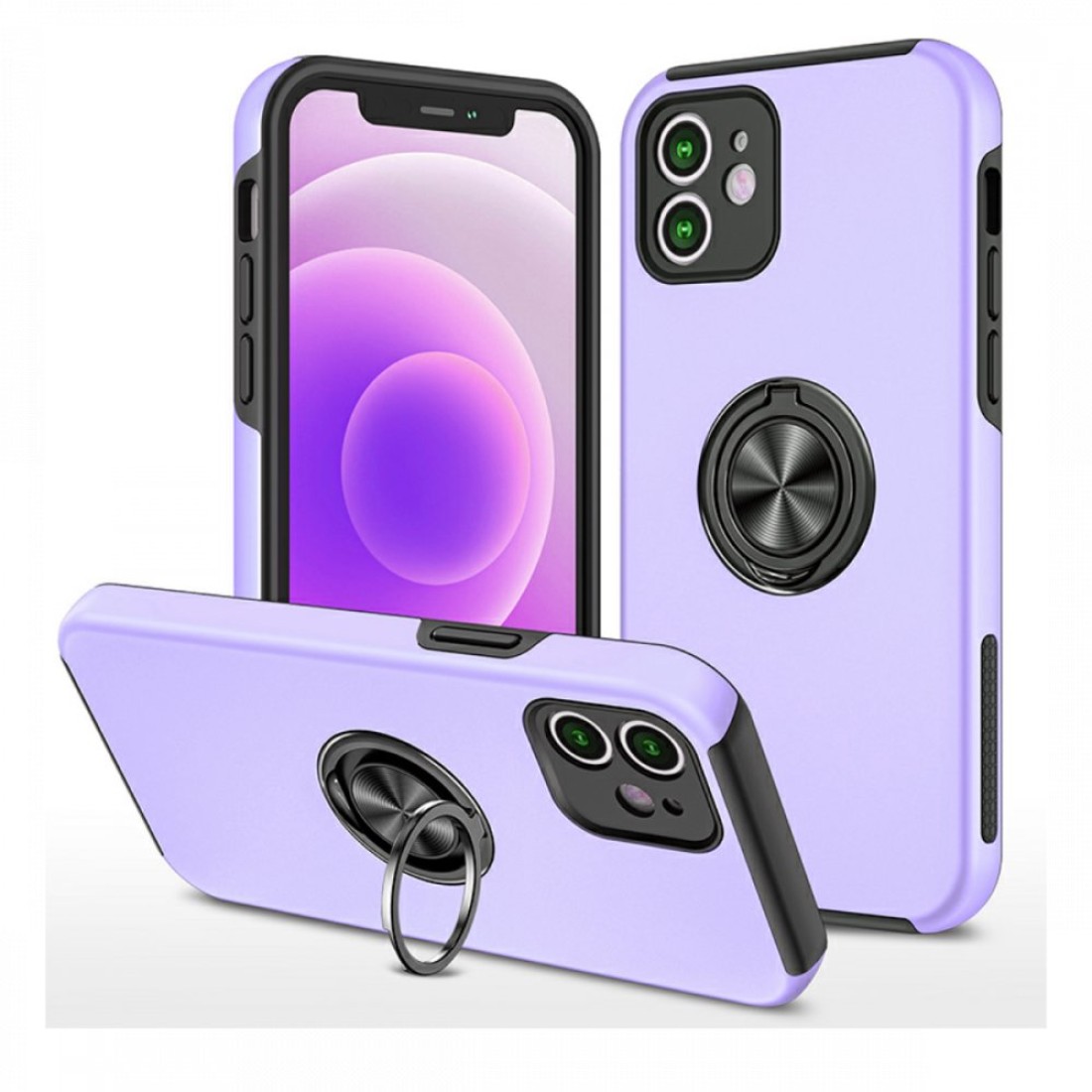 iPhone 12 Mini Kılıf Elit Yüzüklü Kapak - Mor
