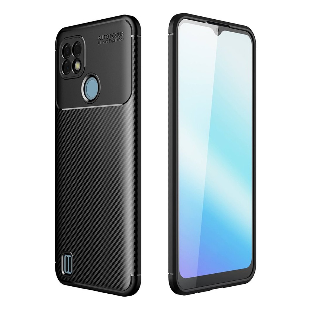  Realme C21 Kılıf Auto Focus Karbon Kapak - Siyah