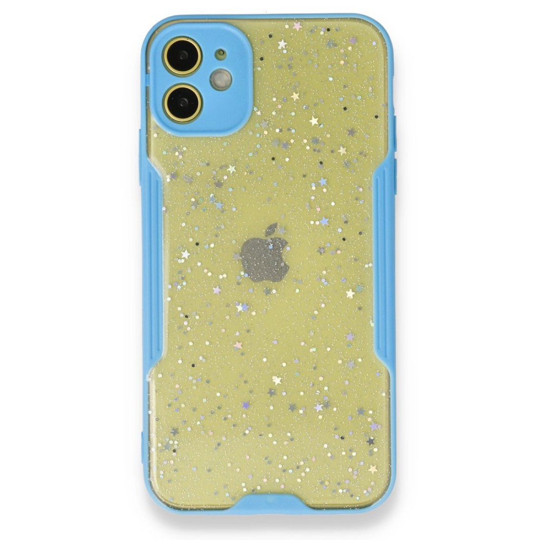  iPhone 12 Kılıf Platin Simli Silikon - Mavi
