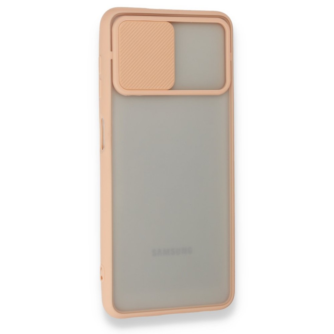  Samsung Galaxy M32 Kılıf Palm Buzlu Kamera Sürgülü Silikon - Pembe