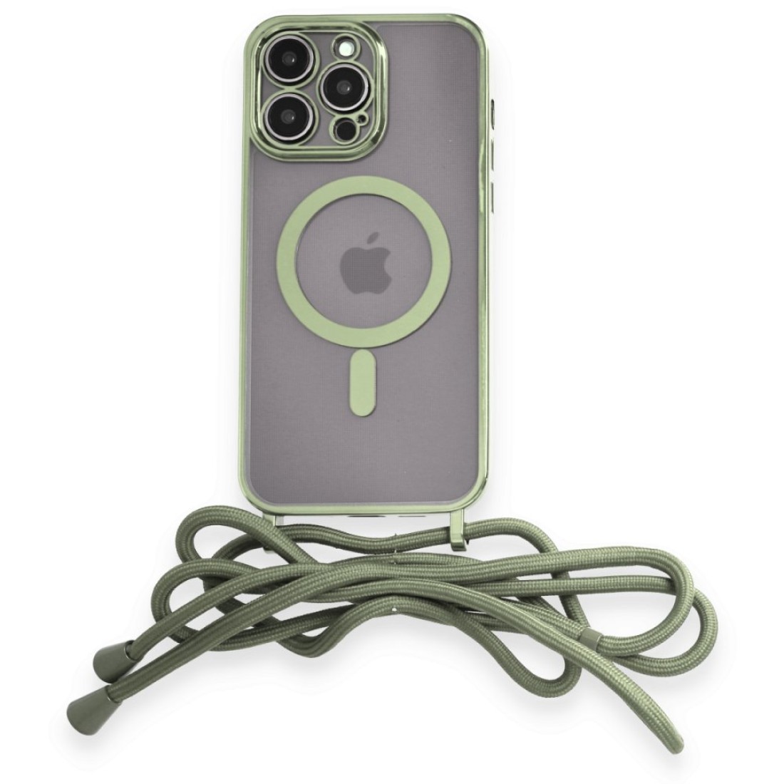  iPhone 13 Pro Max Kılıf Divo Lazer Askılı Magsafe Kapak - Koyu Yeşil