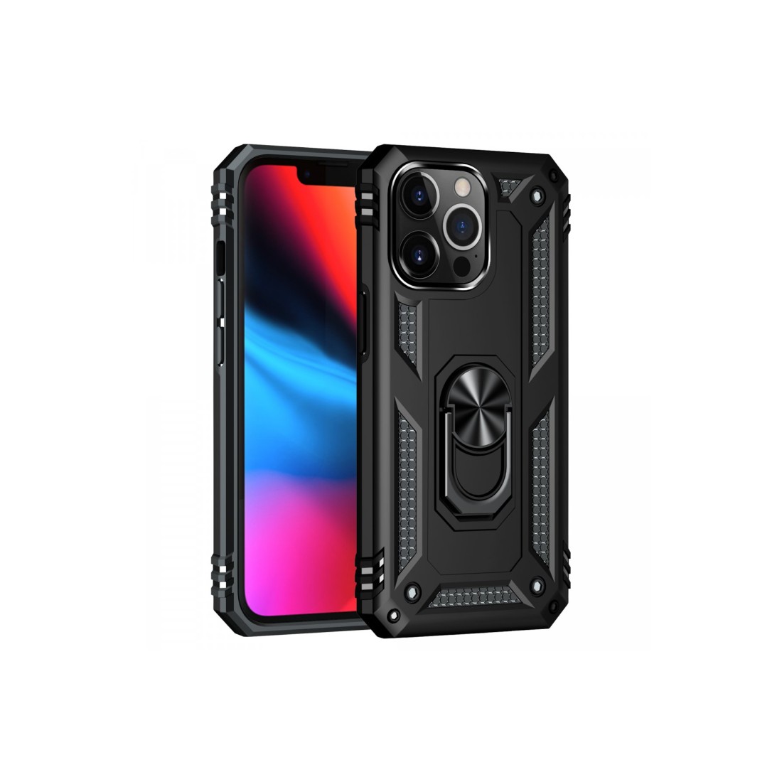  iPhone 13 Pro Max Kılıf Sofya Yüzüklü Silikon Kapak - Siyah