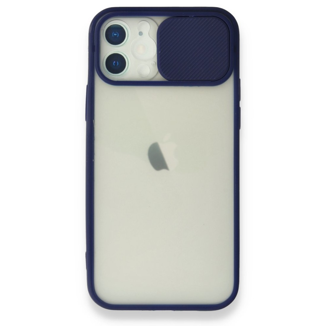  iPhone 12 Kılıf Palm Buzlu Kamera Sürgülü Silikon - Lacivert