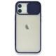  iPhone 12 Kılıf Palm Buzlu Kamera Sürgülü Silikon - Lacivert