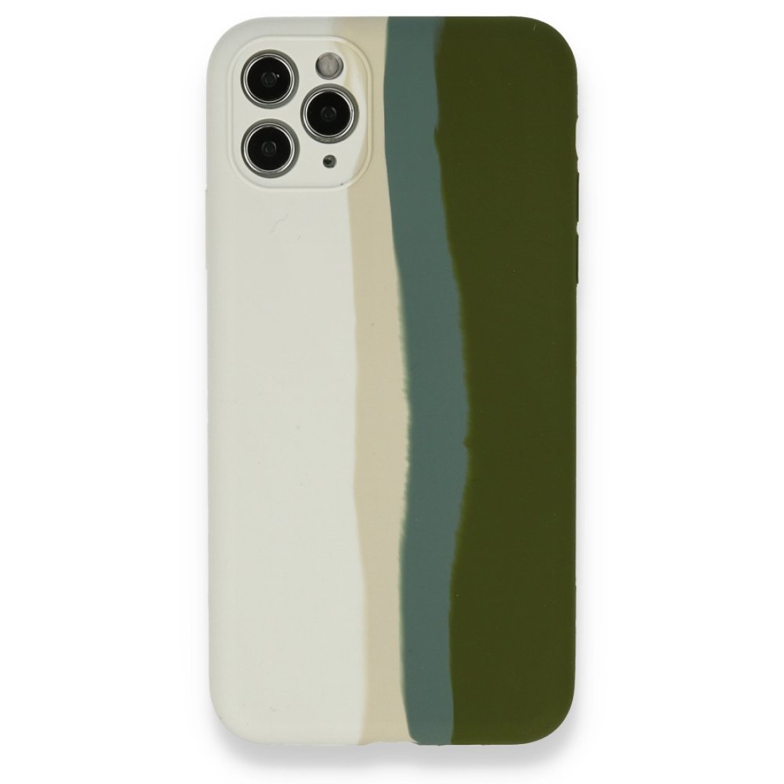  iPhone 11 Pro Kılıf Ebruli Lansman Silikon - Beyaz-Yeşil