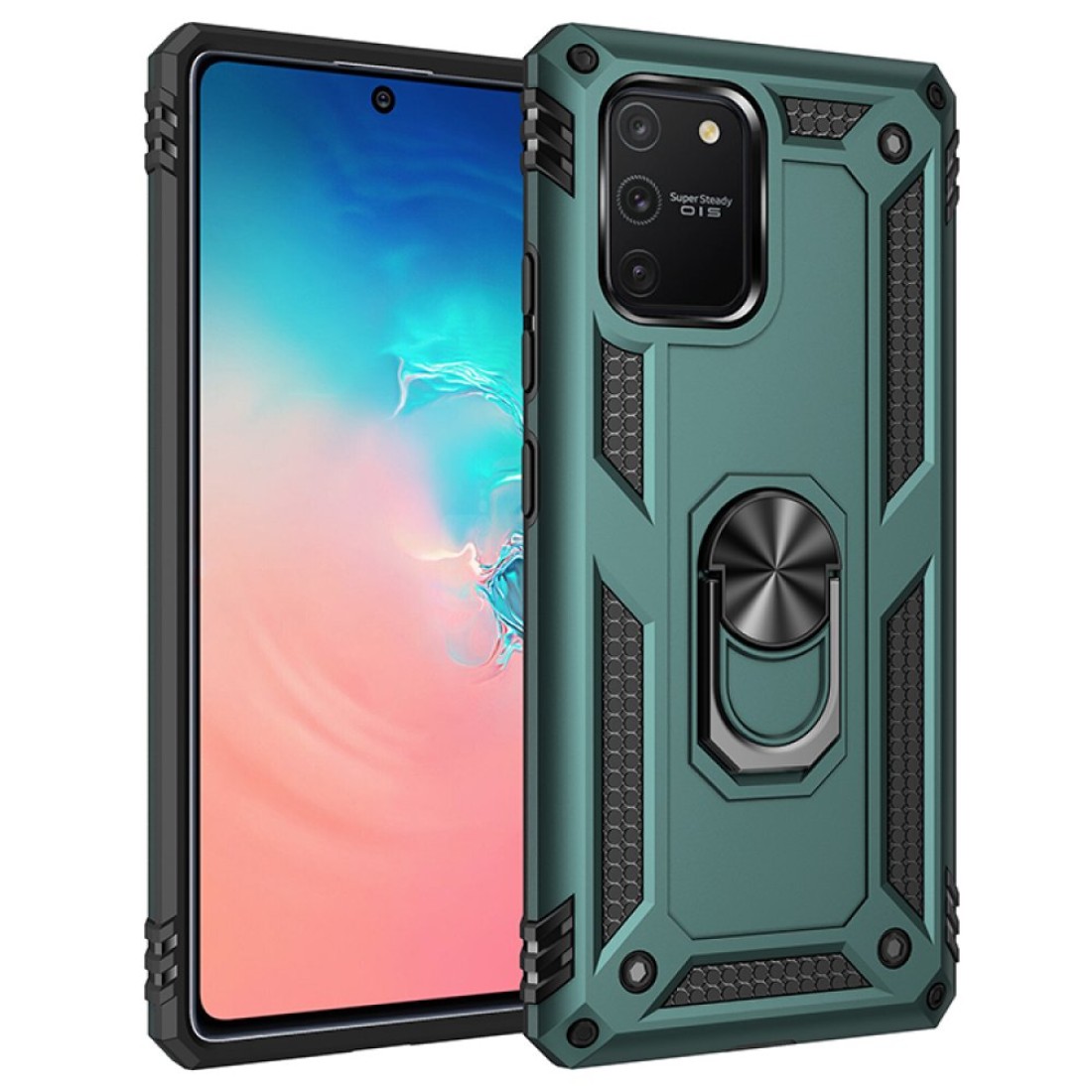  Samsung Galaxy A91 / S10 Lite Kılıf Sofya Yüzüklü Silikon Kapak - Yeşil