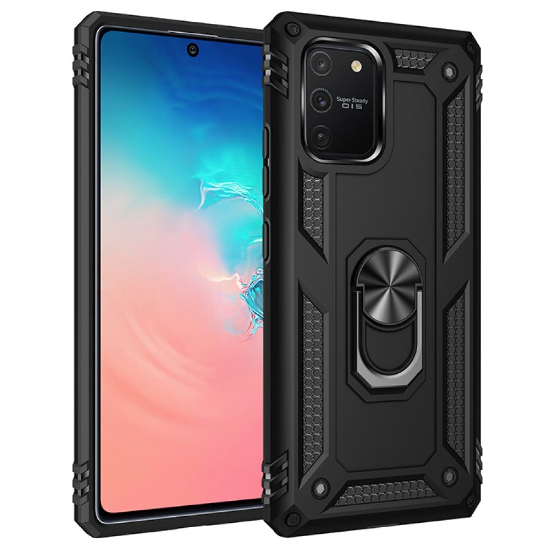  Samsung Galaxy A91 / S10 Lite Kılıf Sofya Yüzüklü Silikon Kapak - Siyah