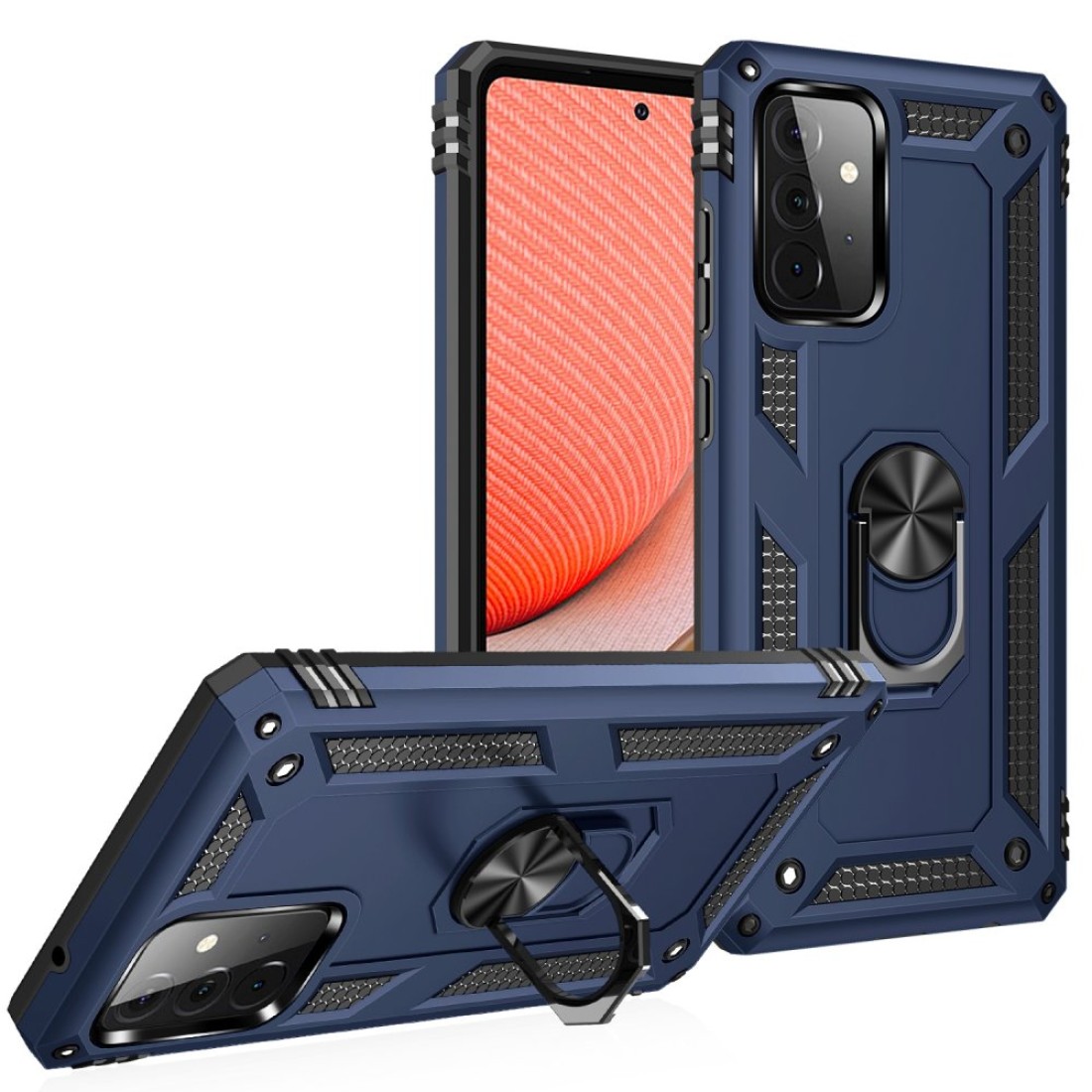  Samsung Galaxy A72 Kılıf Sofya Yüzüklü Silikon Kapak - Lacivert