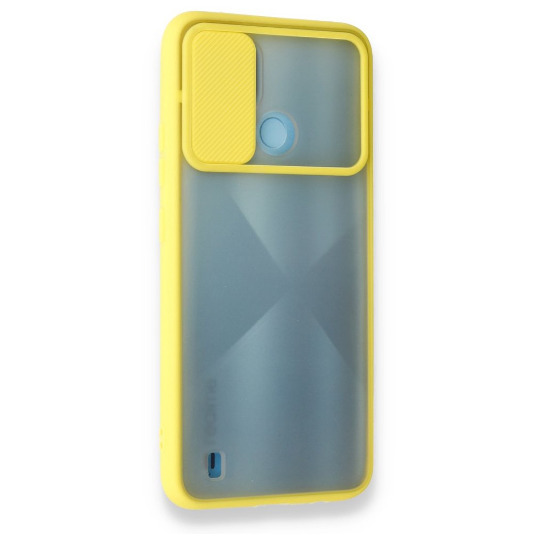  Realme C21 Kılıf Palm Buzlu Kamera Sürgülü Silikon - Sarı