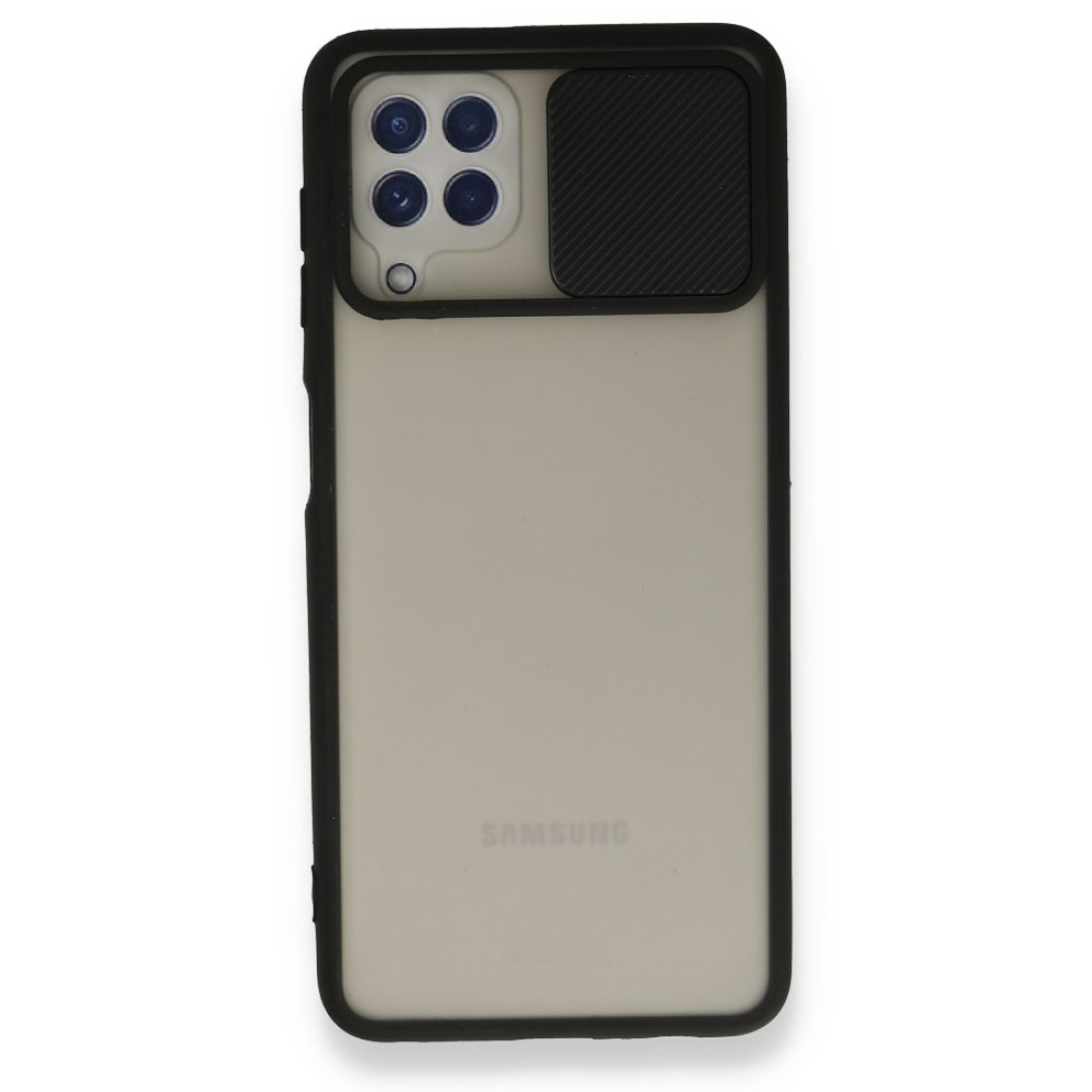  Samsung Galaxy M32 Kılıf Palm Buzlu Kamera Sürgülü Silikon - Siyah